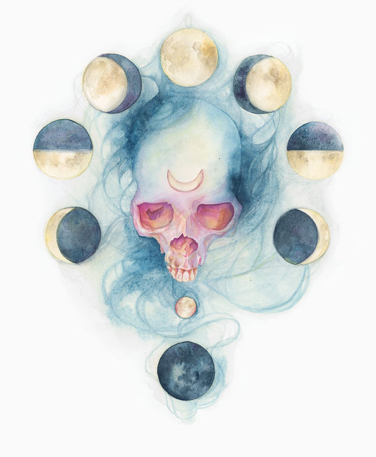 My Resonance Is A Low, Deep Song – Original Watercolor Skull Painting