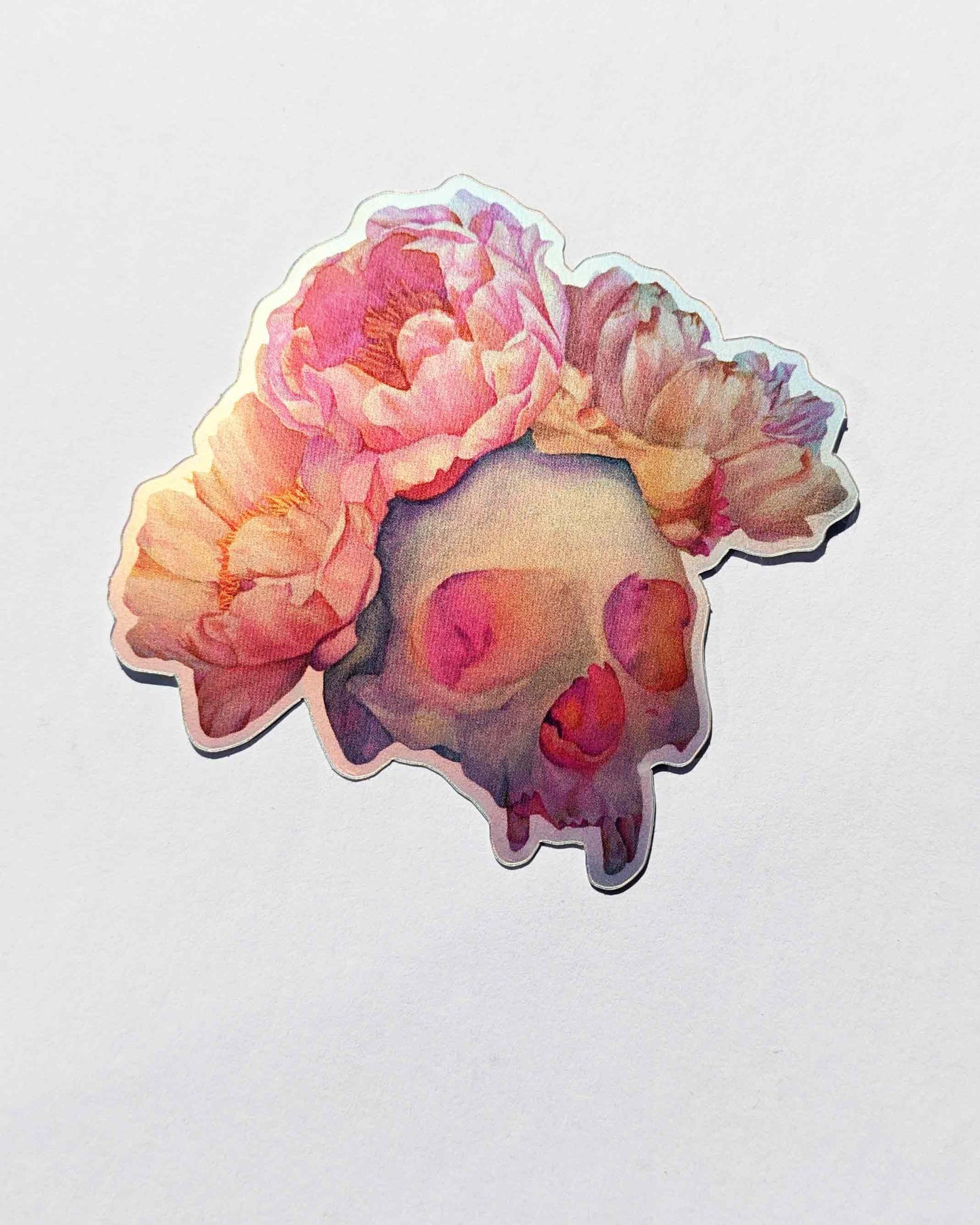 Fuck Politeness – Skull and Peony Holo Sticker