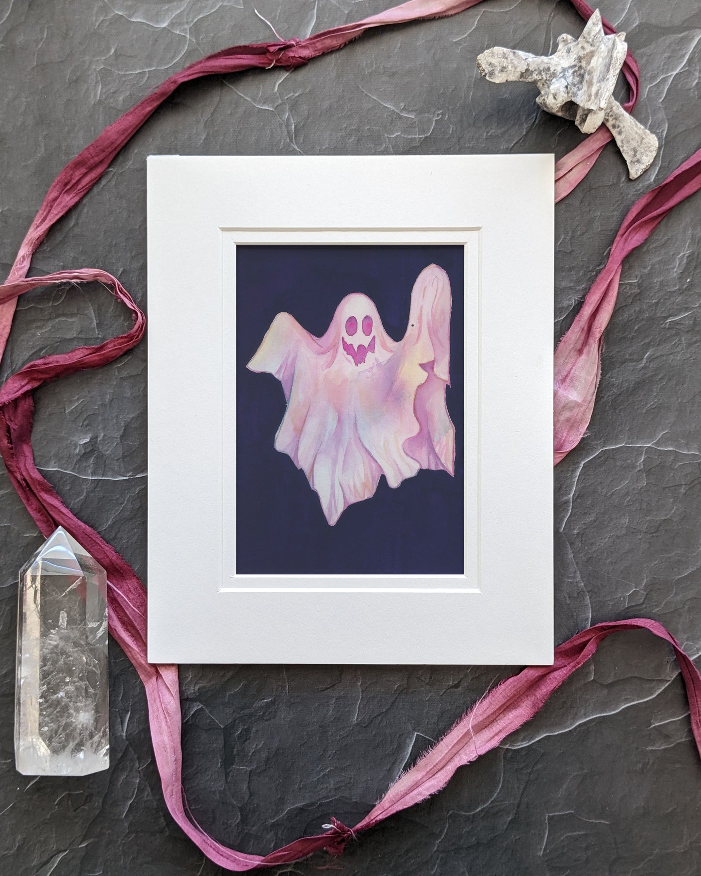 GAIL –5x7 Original Watercolor and Gouache Ghost Painting