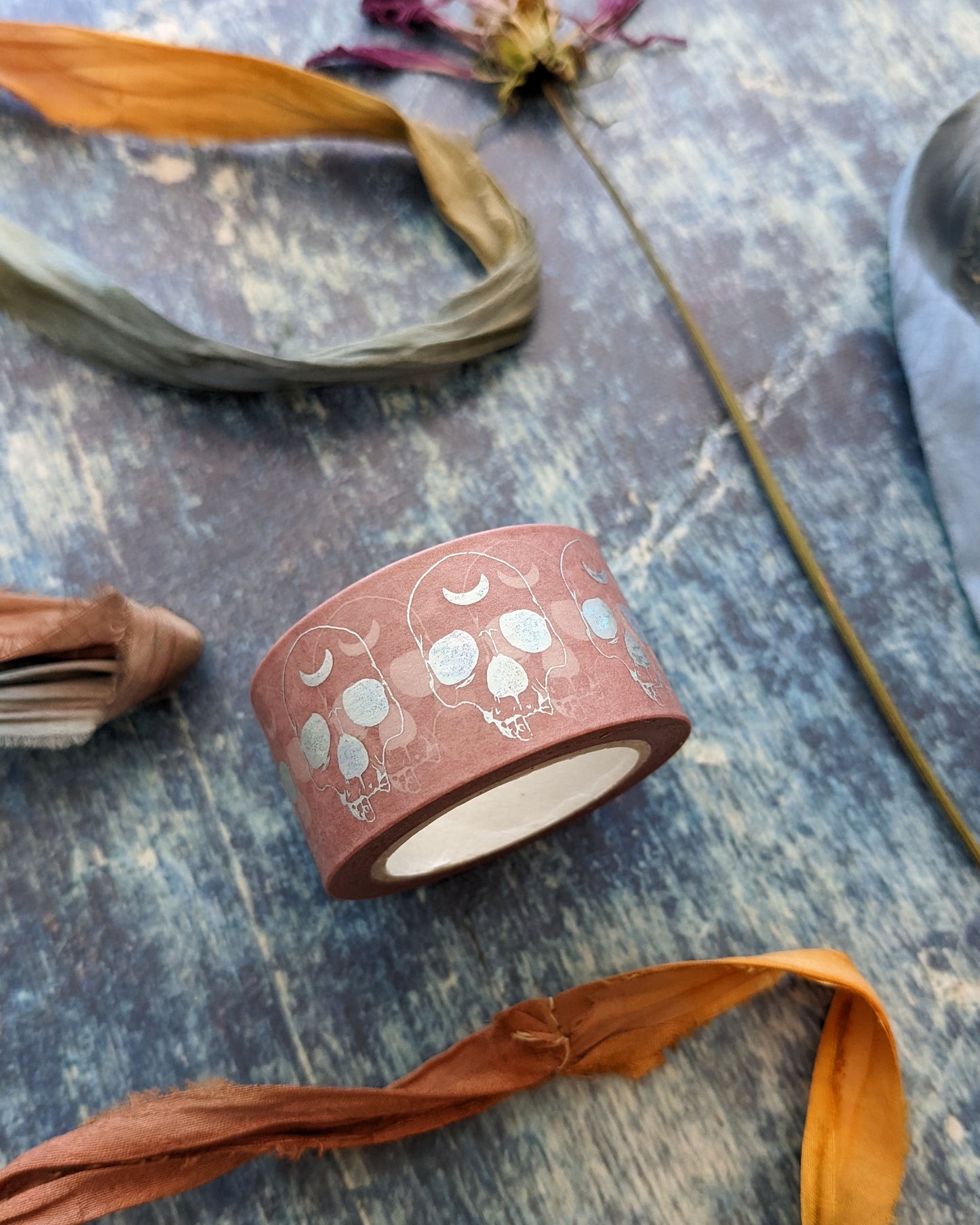 Pink and Holographic Skull Washi Tape