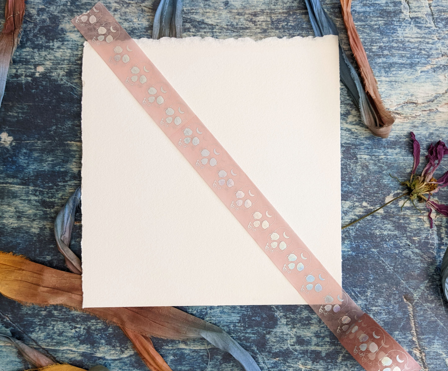 Pink and Holographic Skull Washi Tape