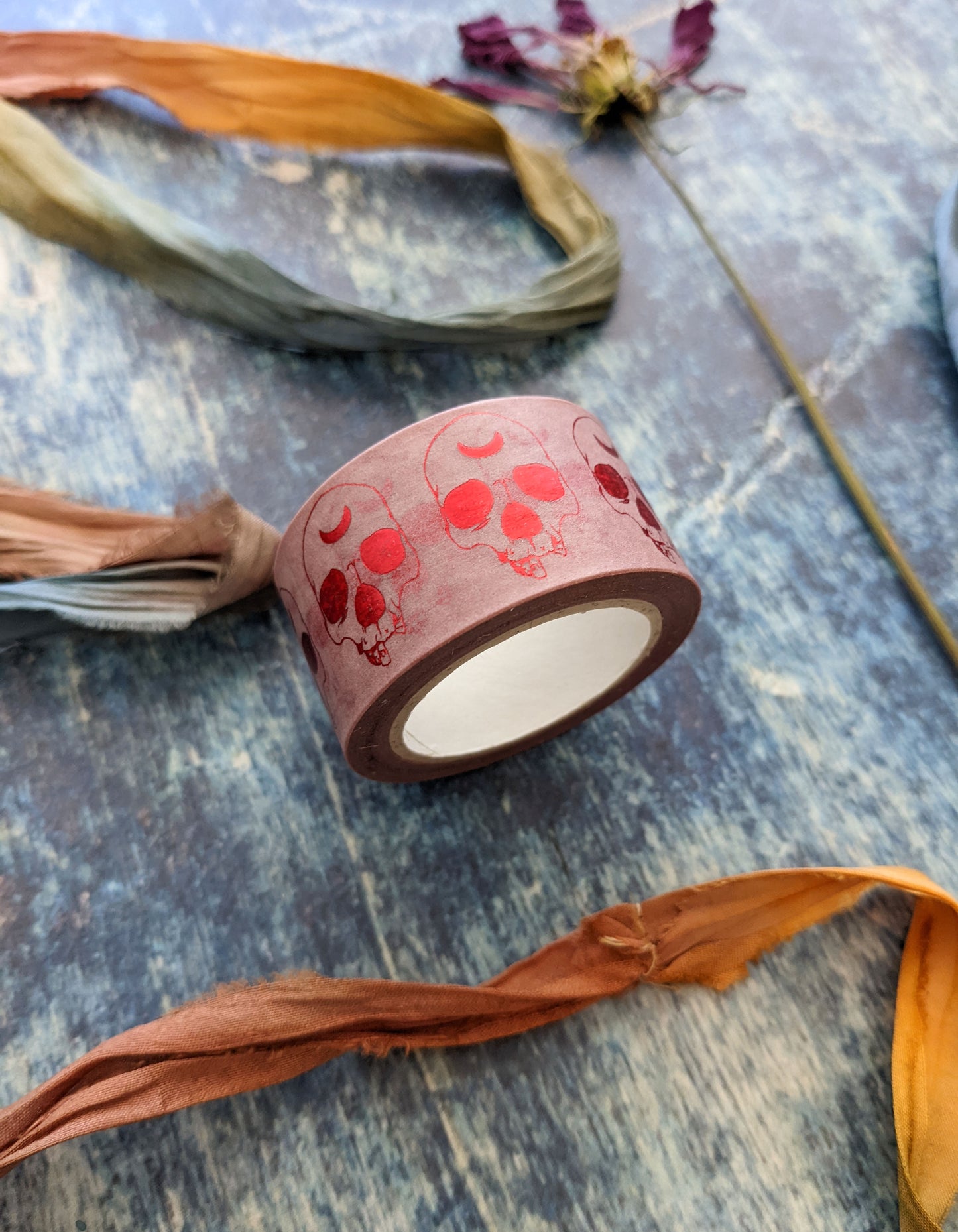 Pink and Red Skull Washi Tape