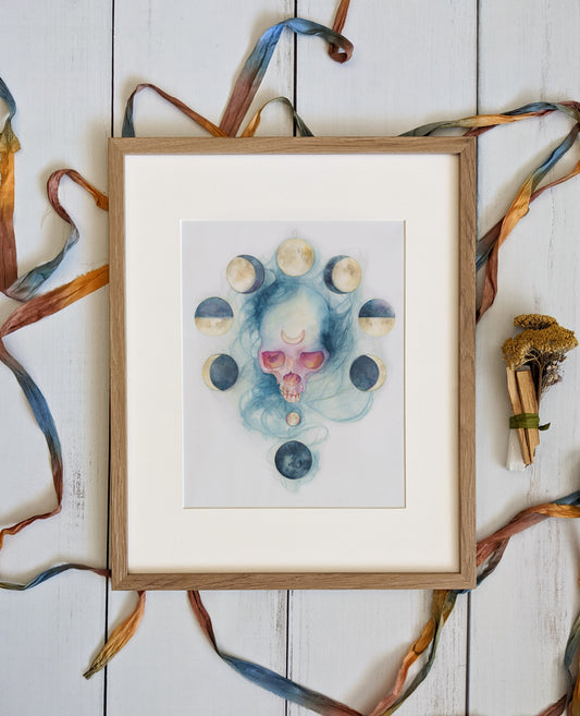 My Resonance is a Low, Deep Song – 11x14 Watercolor Skull Art Open Edition Print