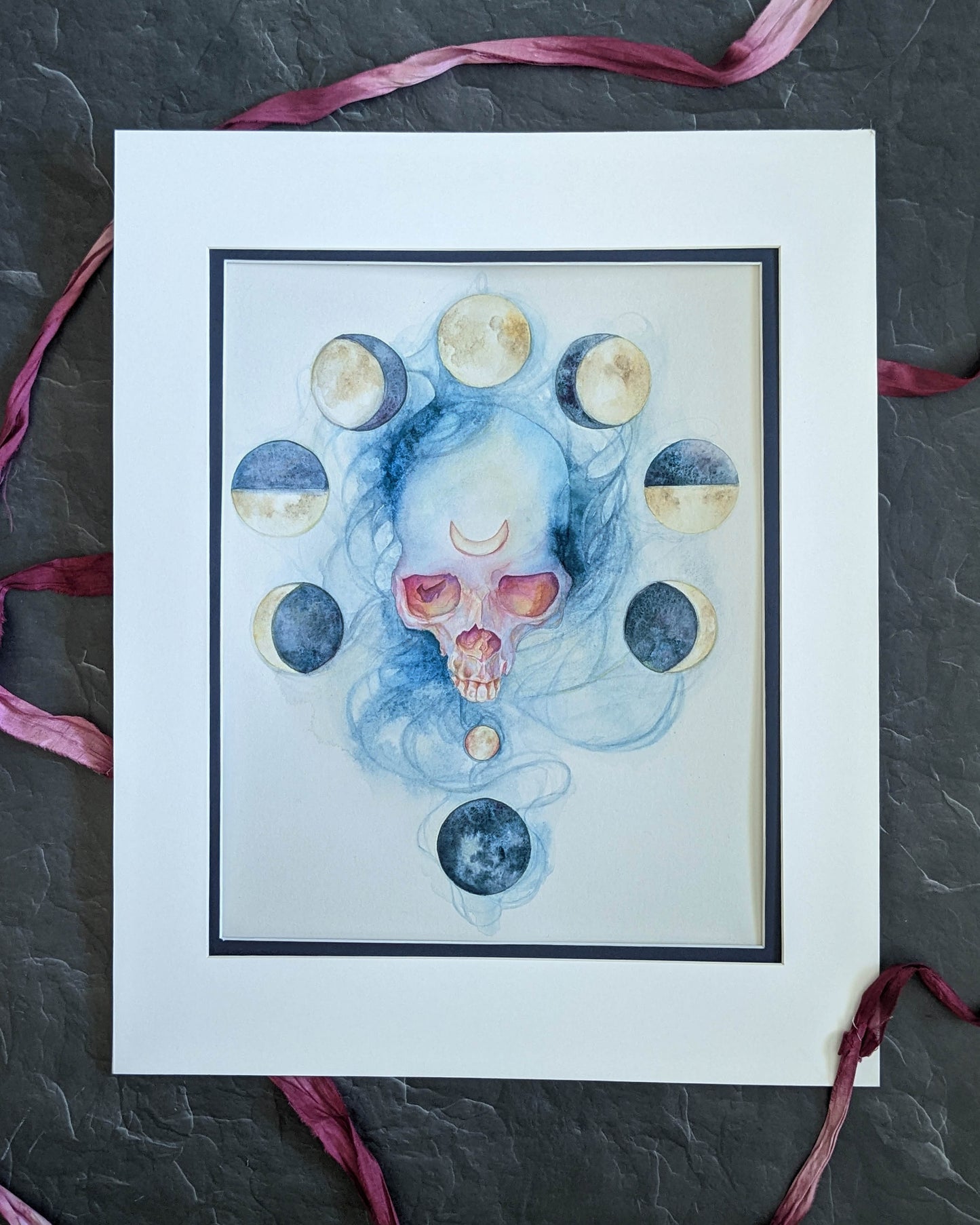 My Resonance Is A Low, Deep Song – Original Watercolor Skull Painting