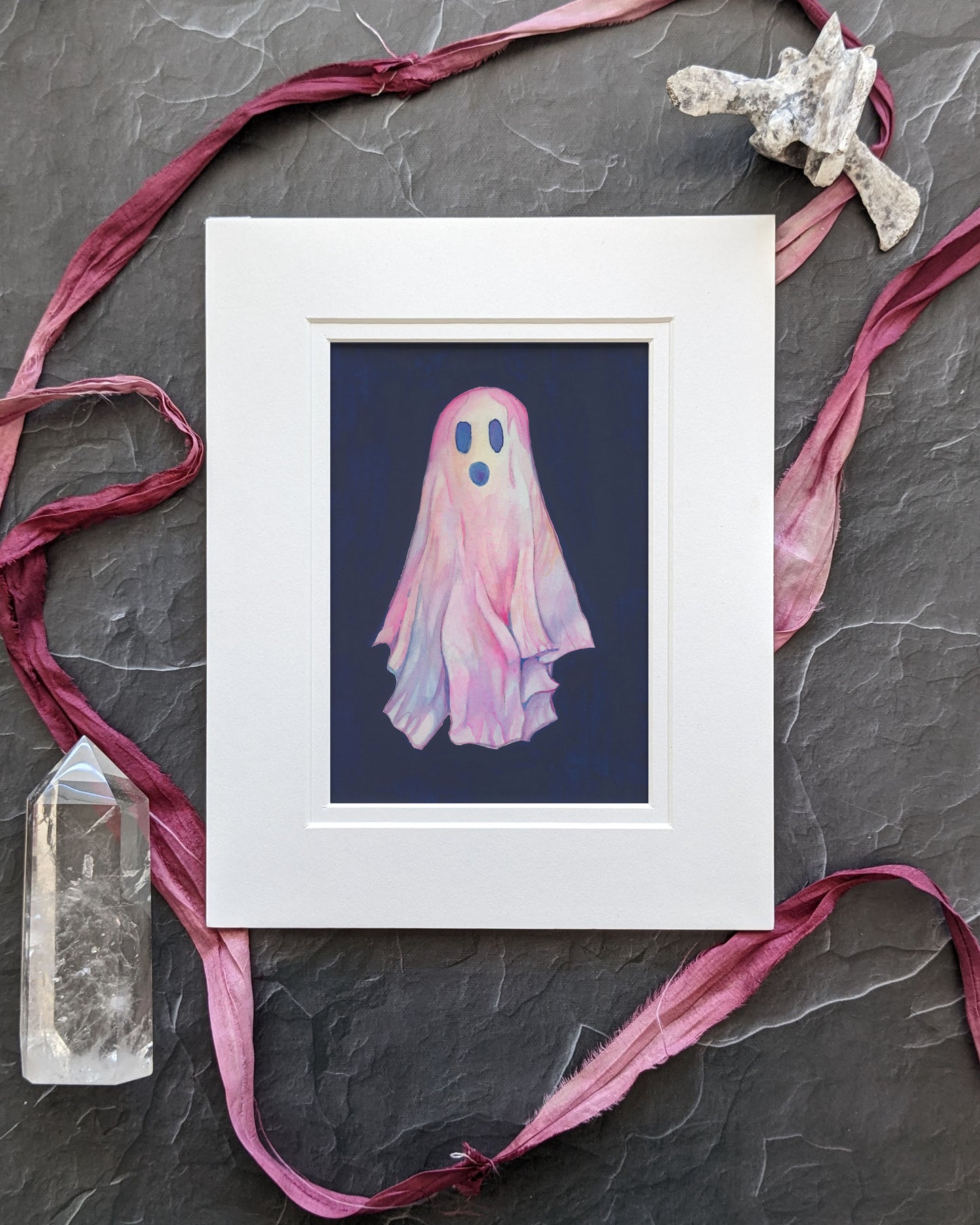 Walter –5x7 Original Watercolor and Gouache Ghost