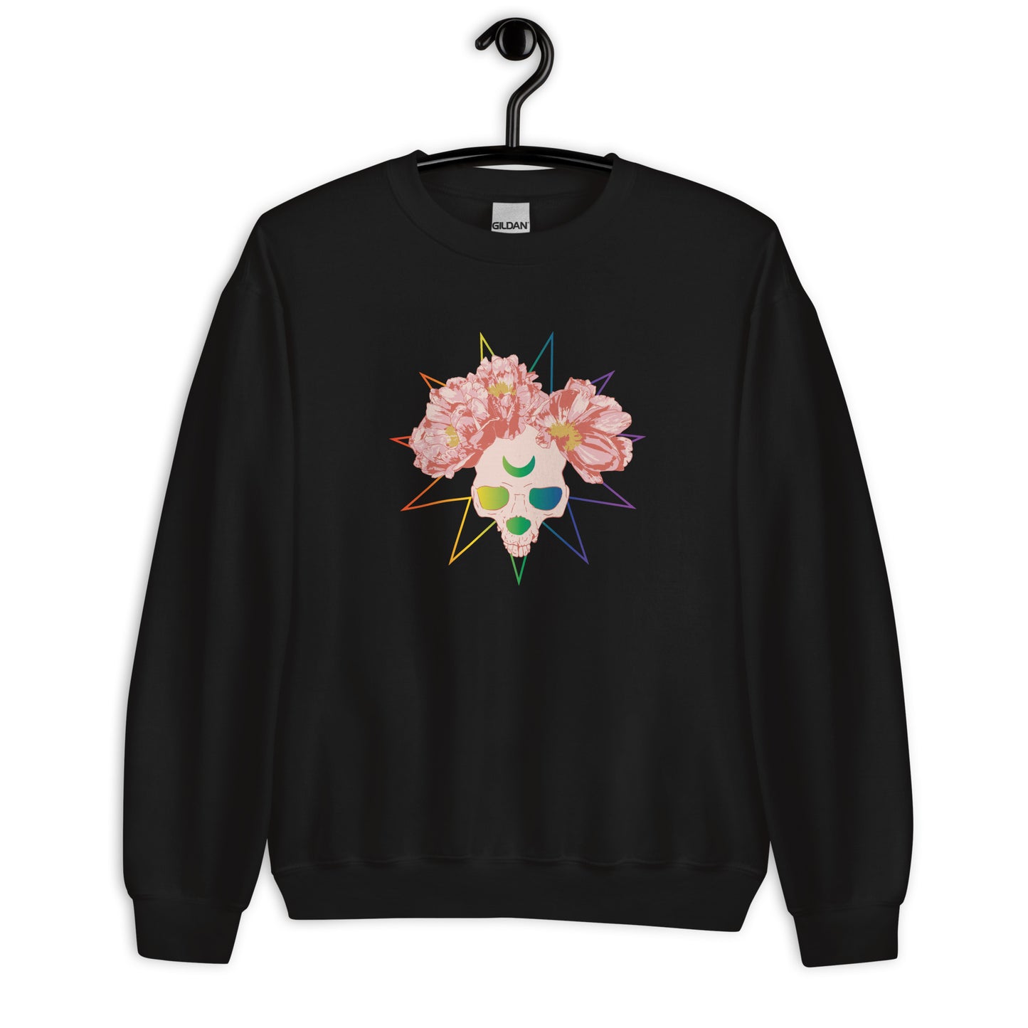 Rainbow Peony Skull Unisex Sweatshirt