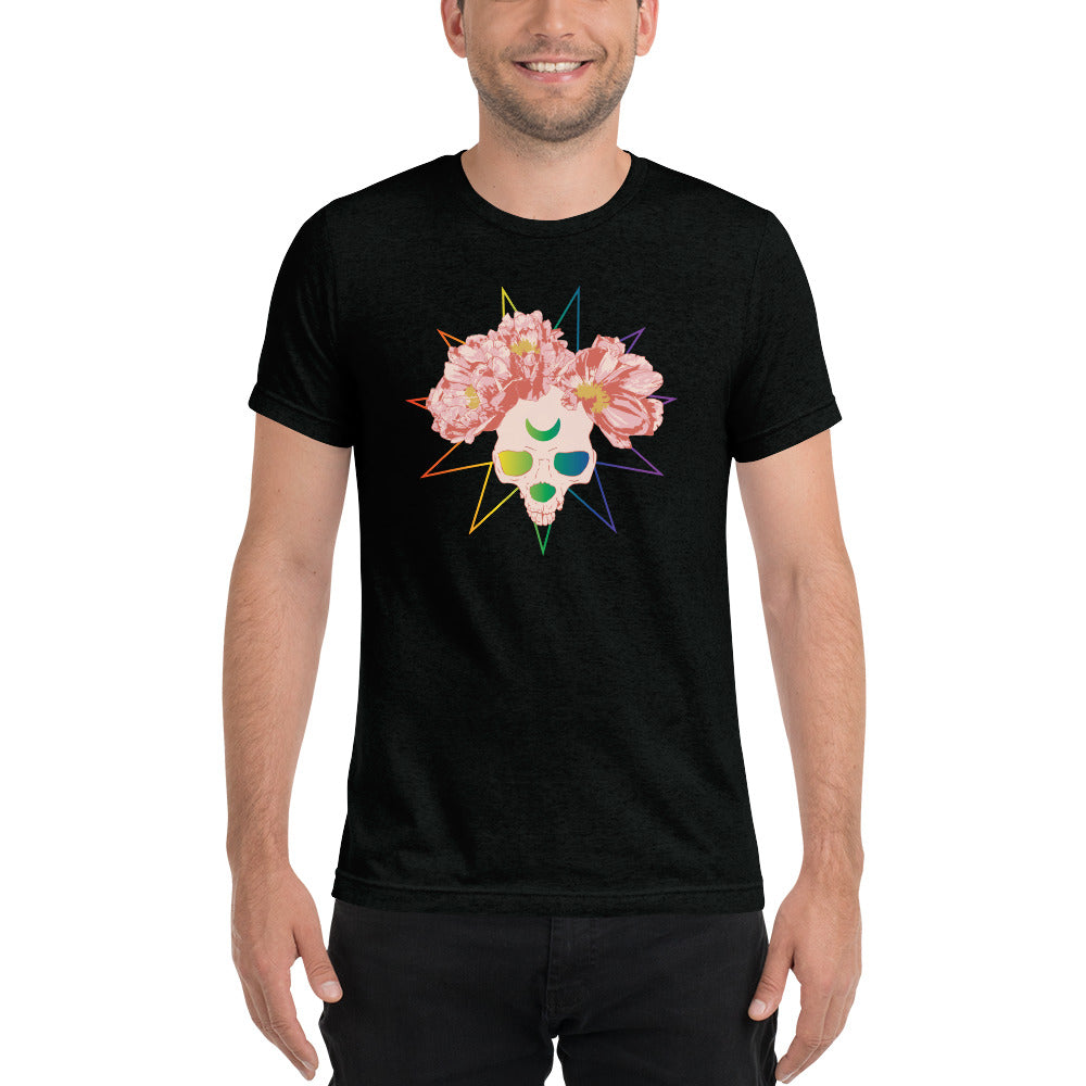 Rainbow Peony Skull Unisex T-Shirt