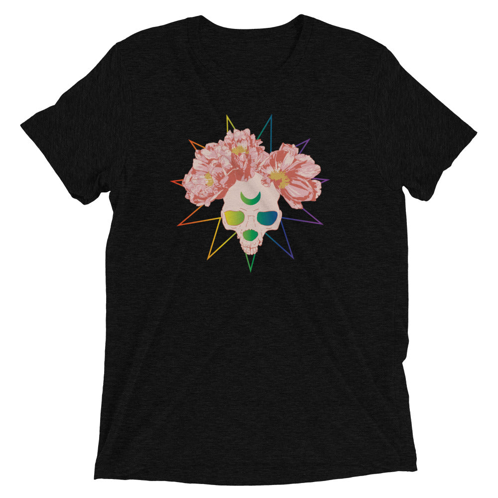 Rainbow Peony Skull Unisex T-Shirt