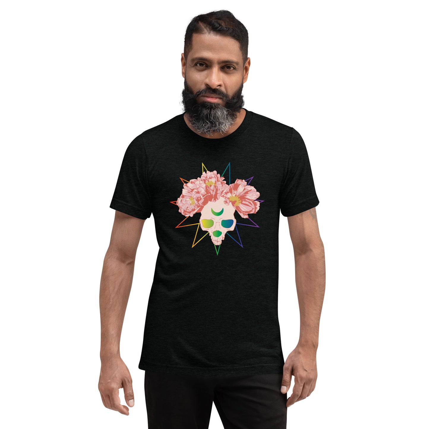 Rainbow Peony Skull Unisex T-Shirt