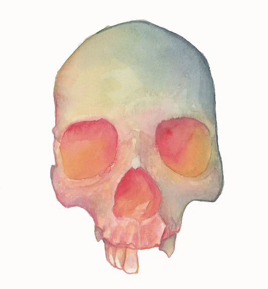HOURS Day 21 – Original Watercolor Skull Painting