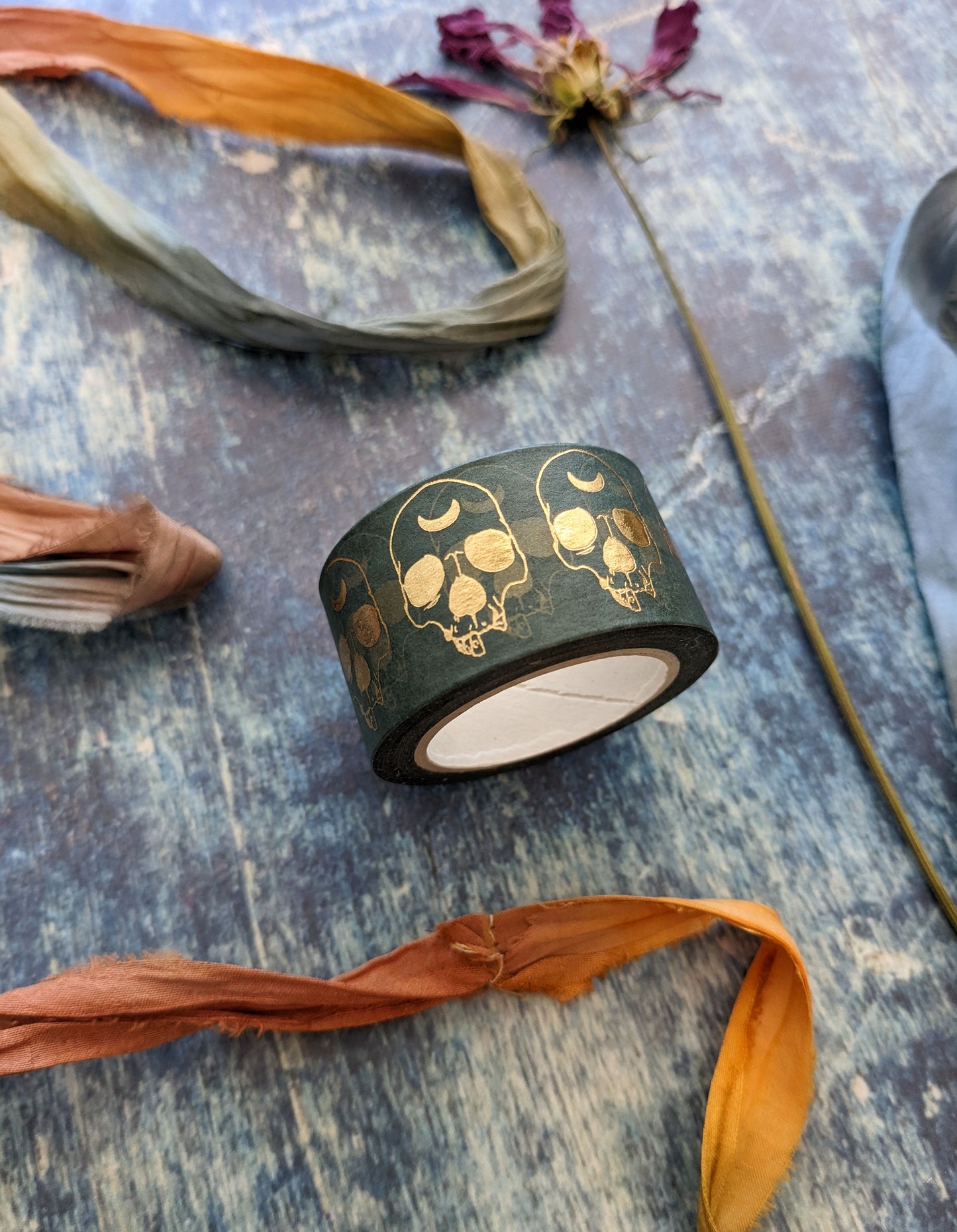 Blue and Gold Skull Washi Tape