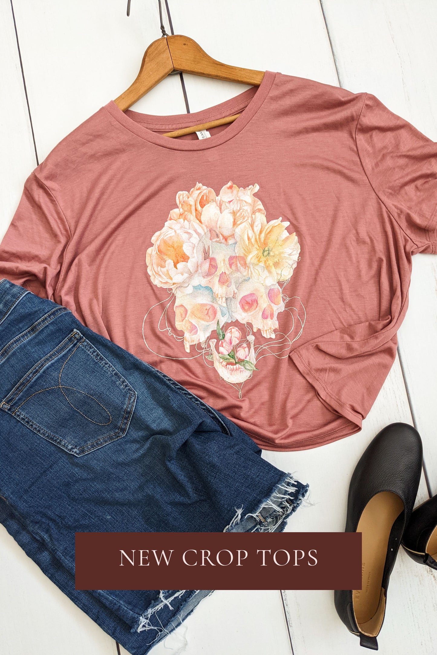 T-Shirt: Speak Sweetly And With A Tender Tongue: Mauve Flowy Crop