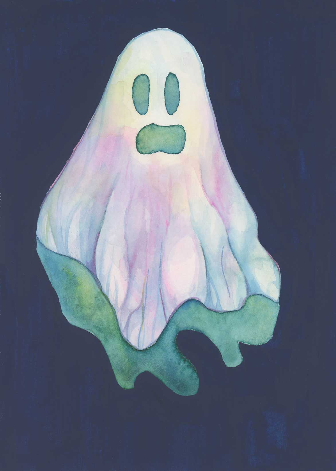 Frances –5x7 Original Watercolor and Gouache Ghost Painting