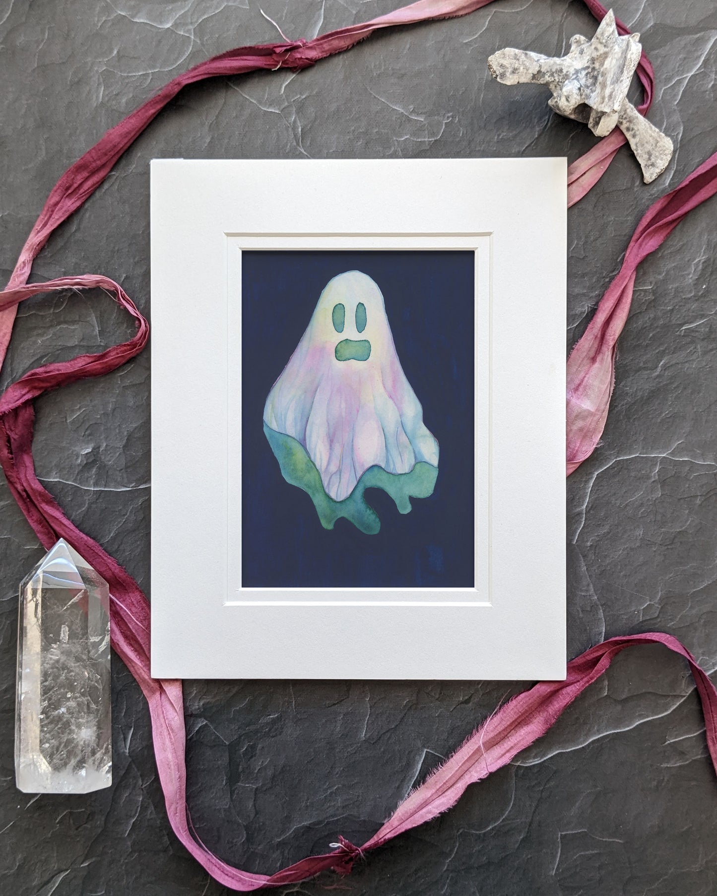 Frances –5x7 Original Watercolor and Gouache Ghost Painting