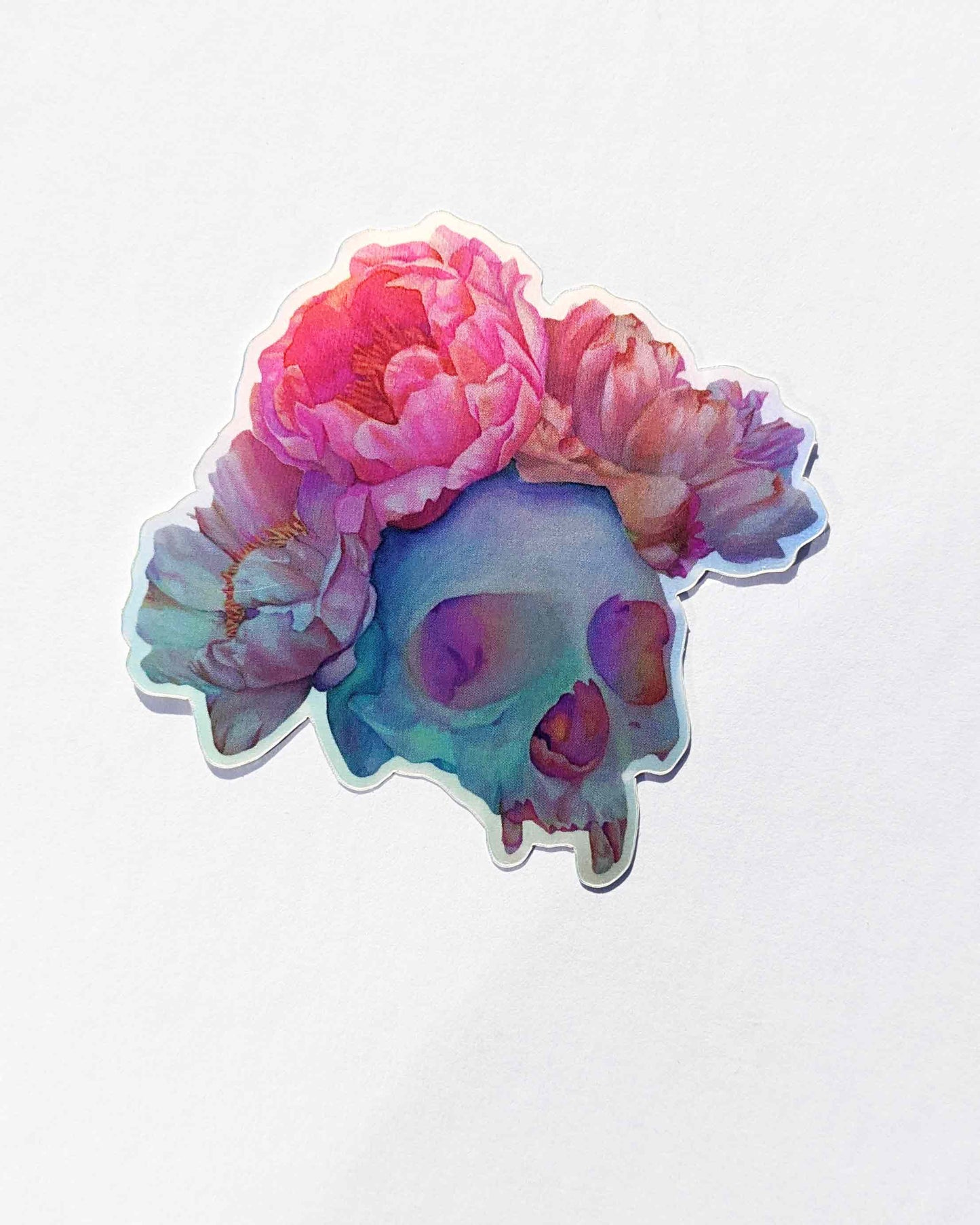 Fuck Politeness – Skull and Peony Holo Sticker