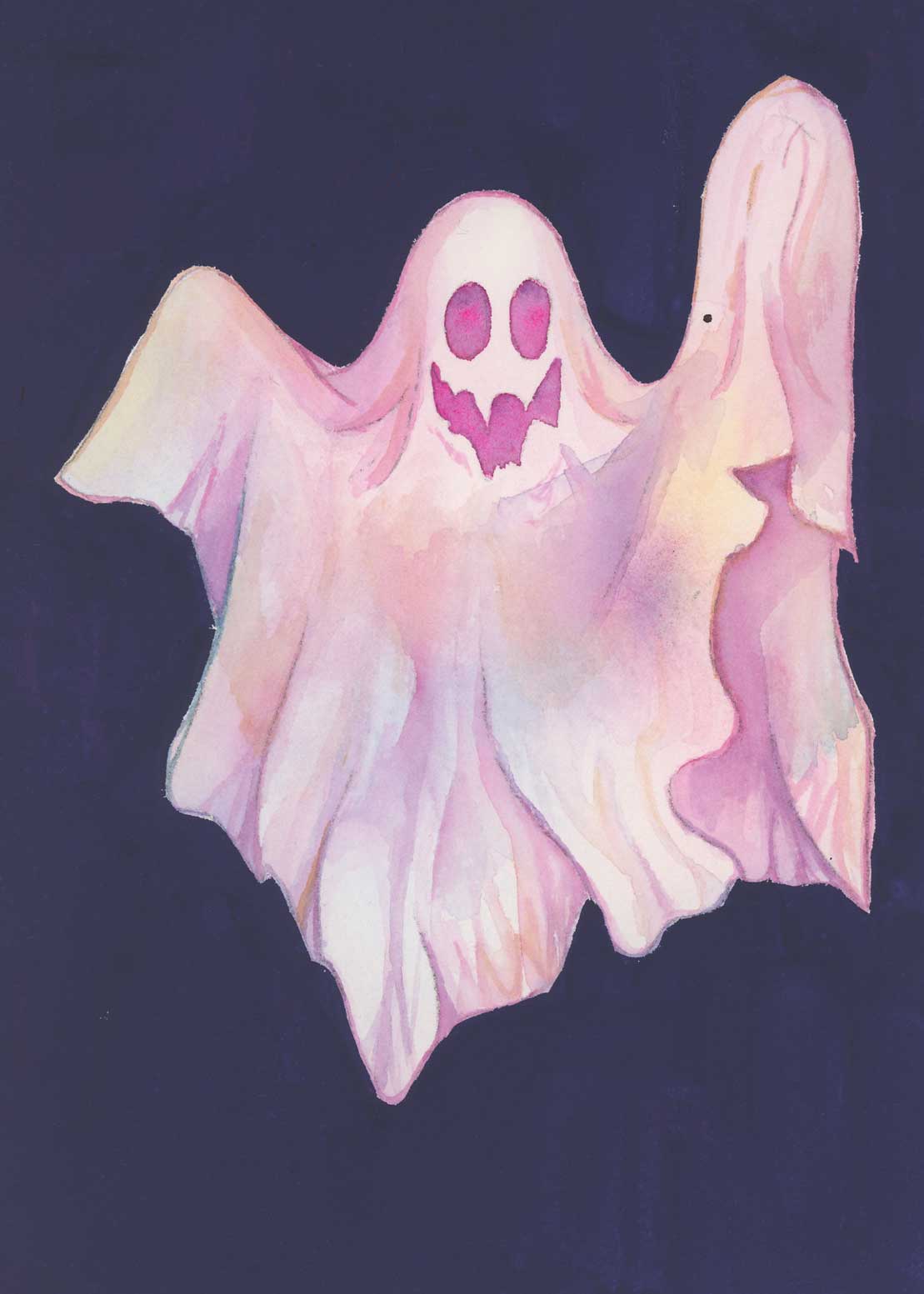 GAIL –5x7 Original Watercolor and Gouache Ghost Painting
