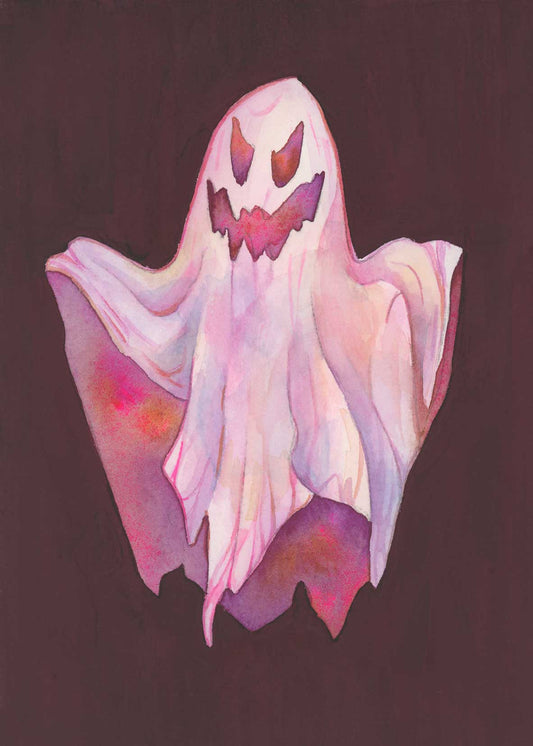 Minerva –5x7 Original Watercolor and Gouache Ghost Painting