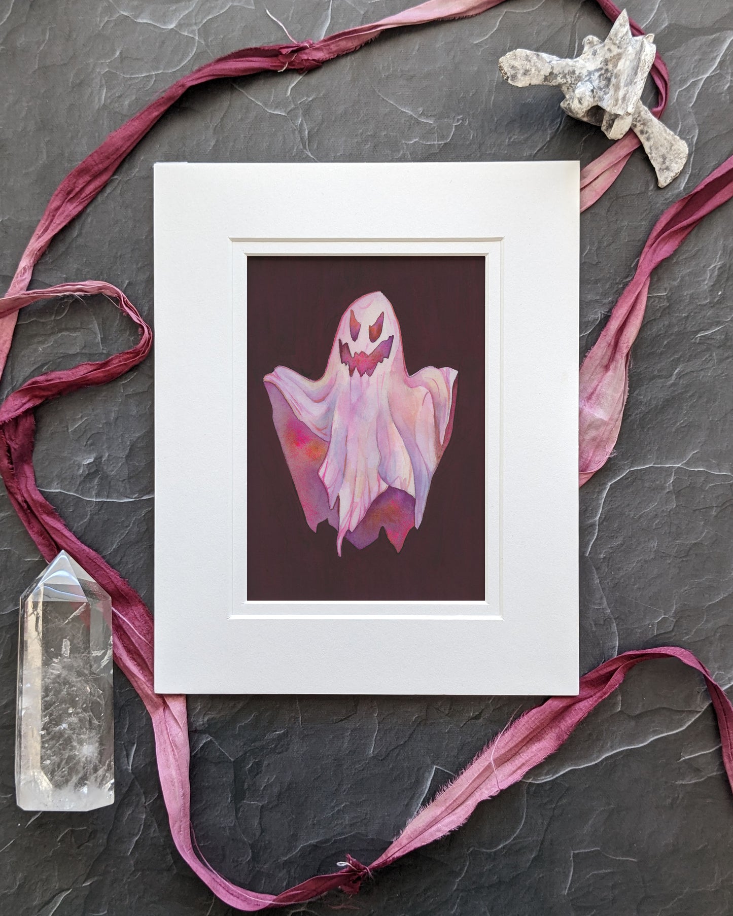 Minerva –5x7 Original Watercolor and Gouache Ghost Painting