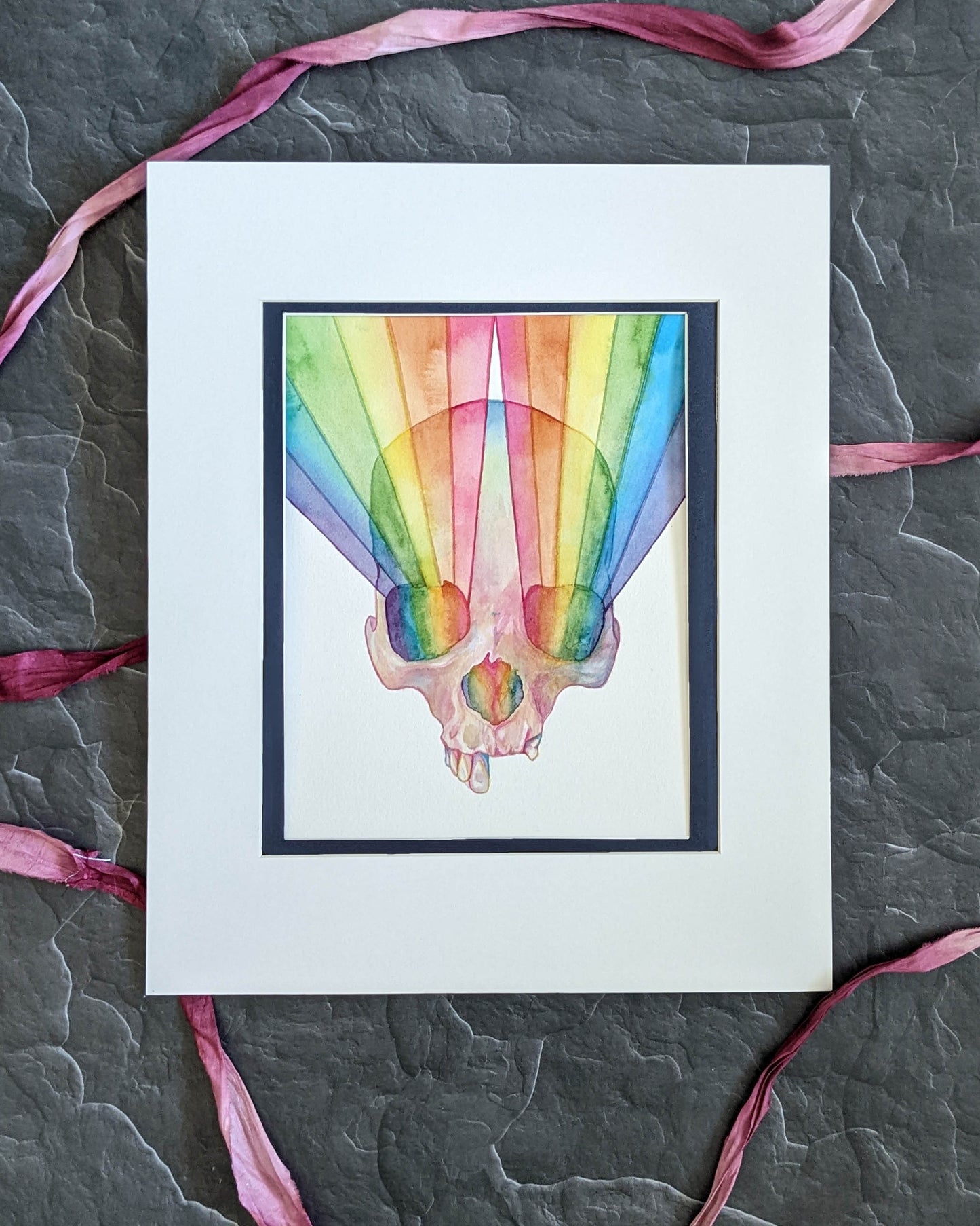 Our Light is Gorgeous – Original Watercolor Skull Painting