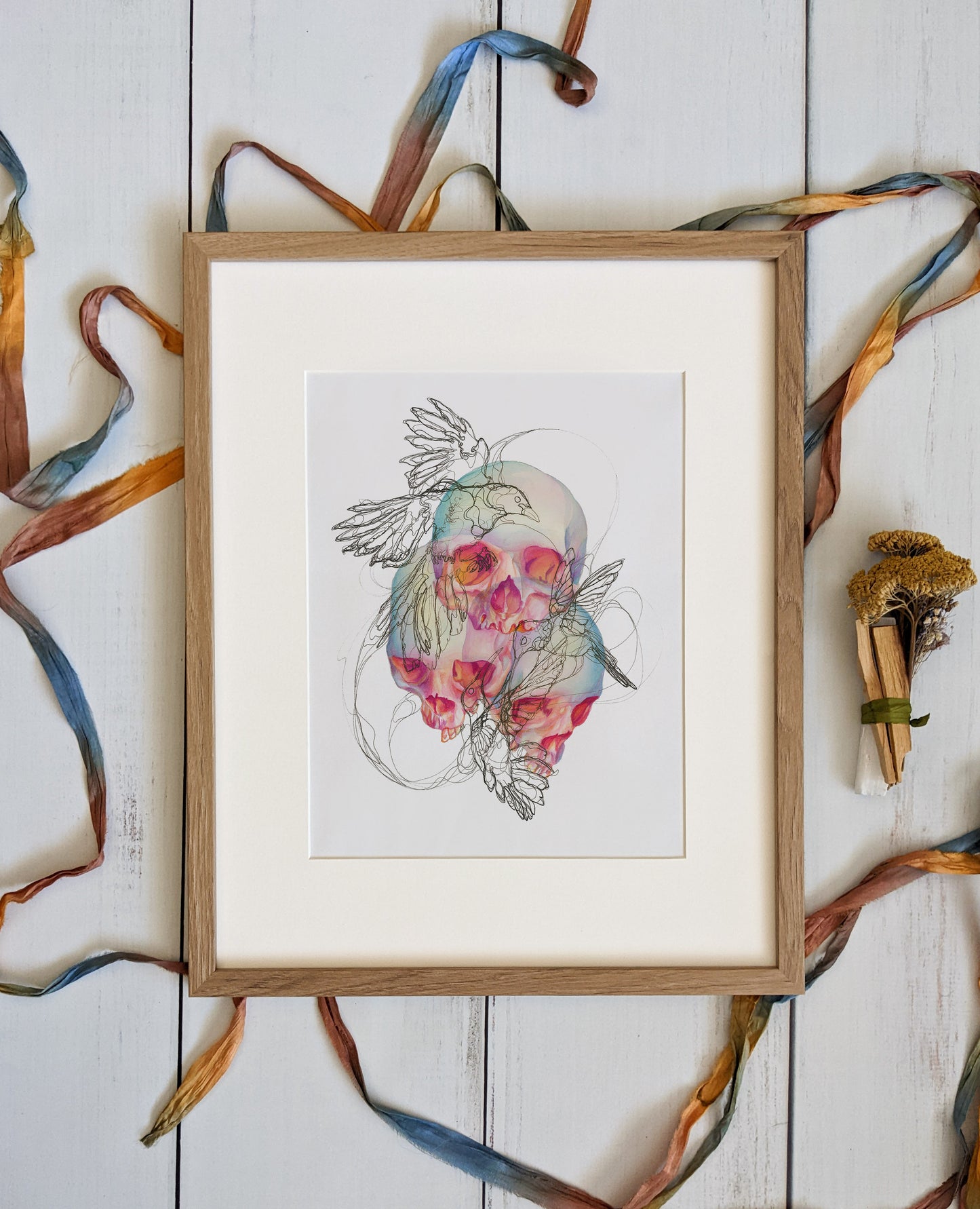 Collected Identity – 11x14 Watercolor Skull Art Open Edition Print