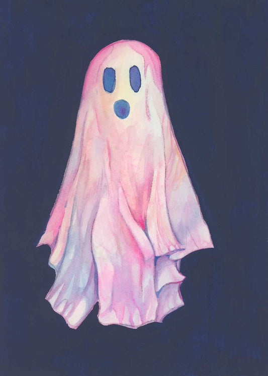 Walter –5x7 Original Watercolor and Gouache Ghost