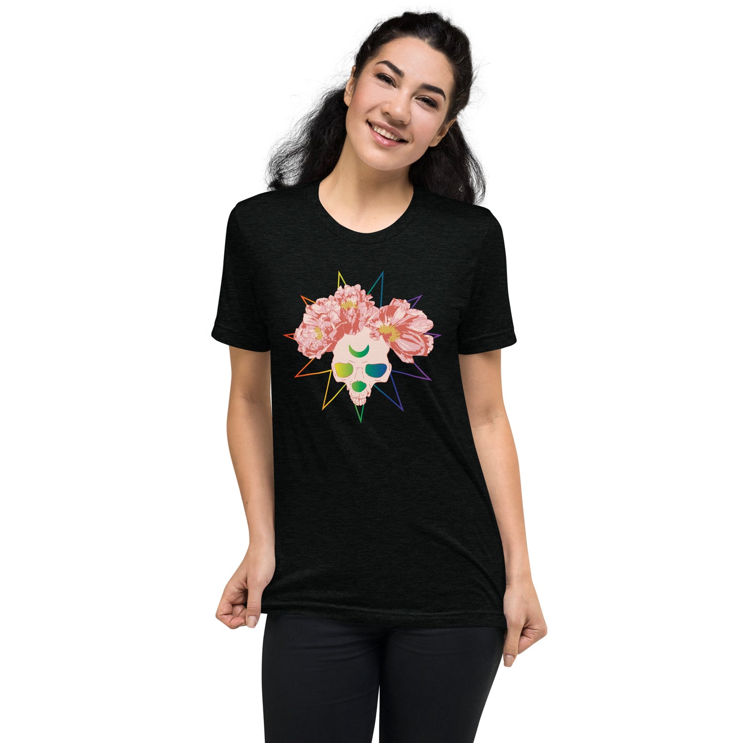 Rainbow Peony Skull Unisex T-Shirt